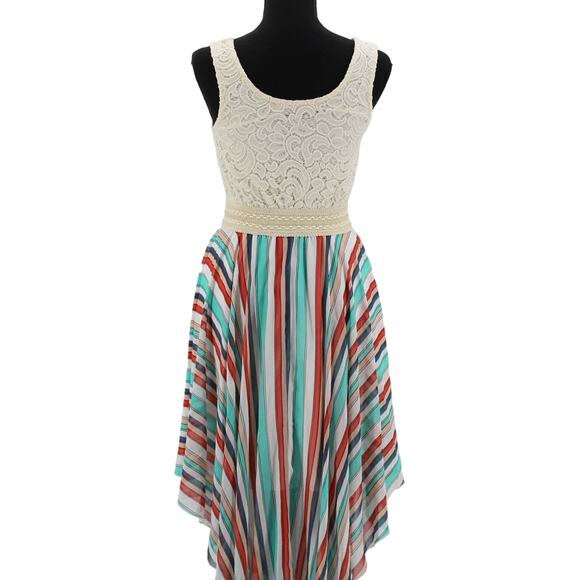 Liberty Love Dress Lace Bodice Handkerchief Hem Tank Flowy Fairy Cottagecore S - Picture 1 of 11